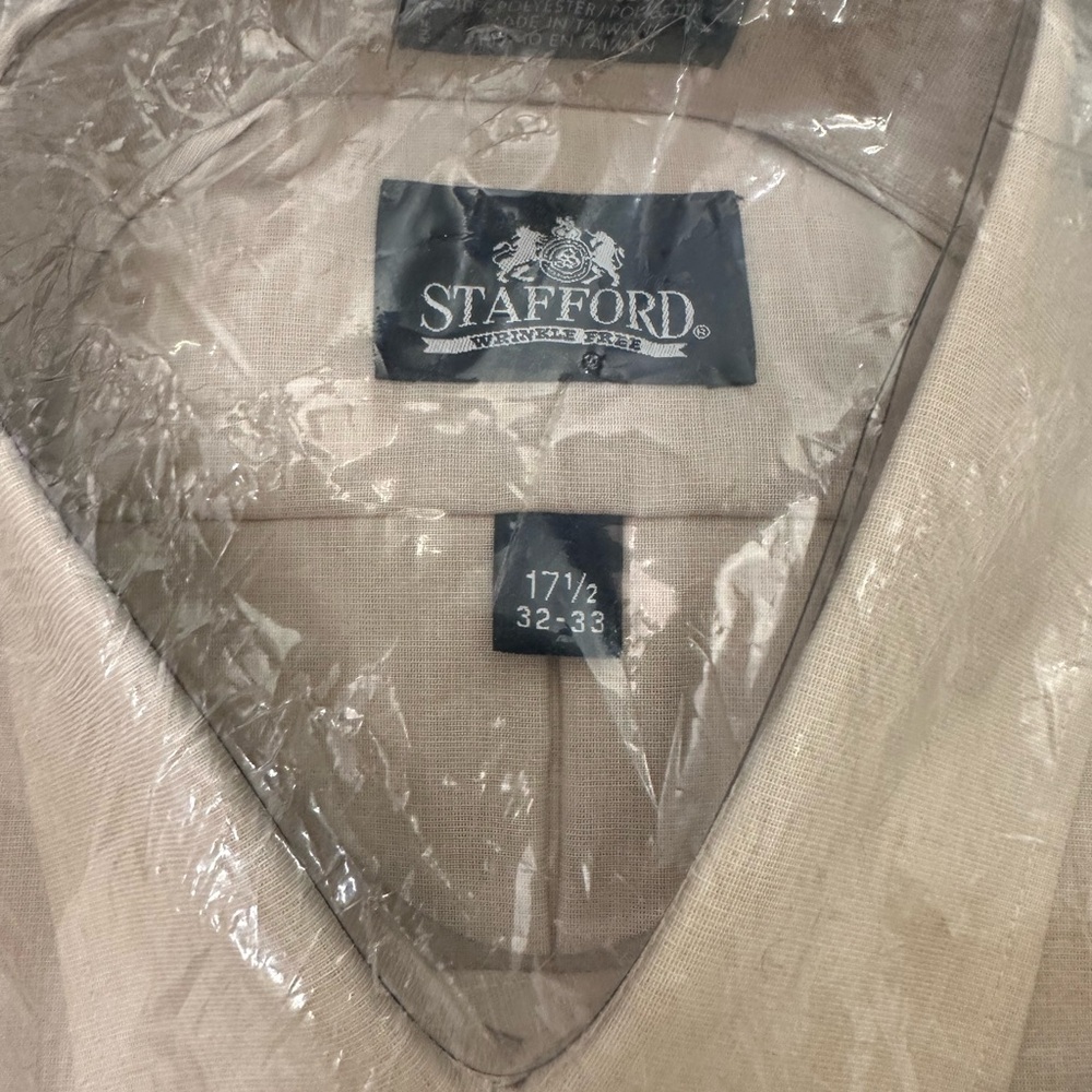 Stafford Men's Light Tan Dress Shirt - Picture 4 of 5